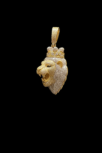 Iced Out Crowned Lion Head Pendant