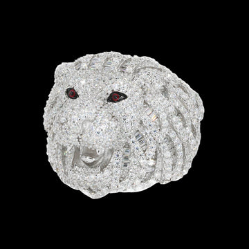 FULLY ICED Baguette LION VVS Moissanite Diamond Ring