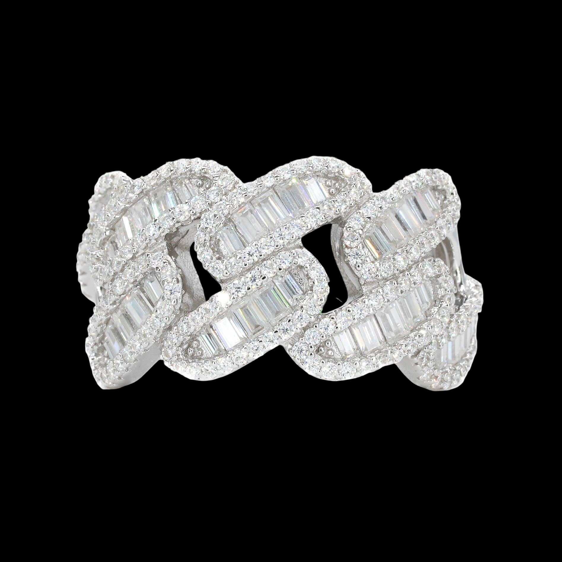 Miami Baguette Cuban VVS Moissanite Diamond Ring