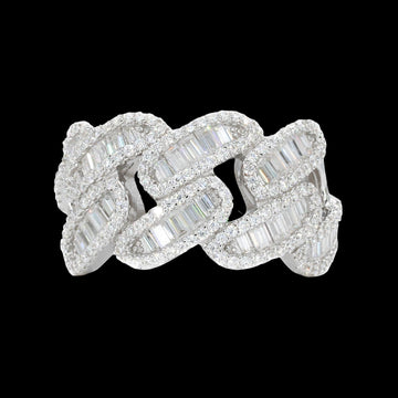Miami Baguette Cuban VVS Moissanite Diamond Ring
