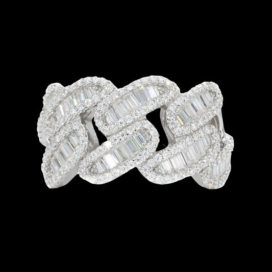 Miami Baguette Cuban VVS Moissanite Diamond Ring