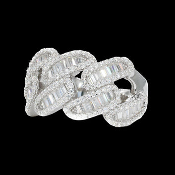 Miami Baguette Cuban VVS Moissanite Diamond Ring