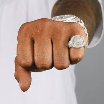 Raised Baguette Square VVS Moissanite Diamond Ring