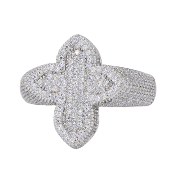 Small Iced Out Cross VVS Moissanite Diamond Ring