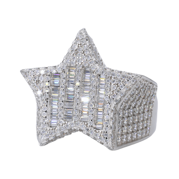 Baguette Stripped Star VVS Moissanite Diamond Ring