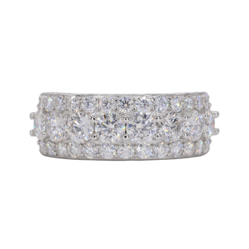 Big Stone Half Band VVS Moissanite Diamond Ring