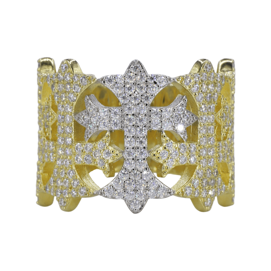 Two-Tone Chrome Heart VVS Moissanite Diamond Ring