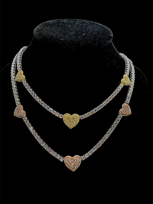 Heart Shape Fancy Tennis Chain
