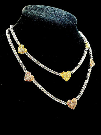 Heart Shape Fancy Tennis Chain