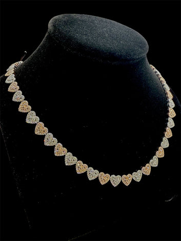 Fancy VVS Lab Made Moissanite Heart Shape Two Tone Chain