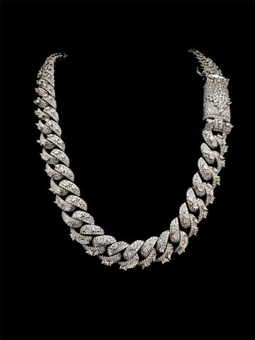 VVS Lab Made Moissanite Marque Stones 14 MM Cuban Link Chain