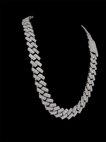 VVS Lab Made Moissanite 14 MM Cuban Link Chain 15.5 MM