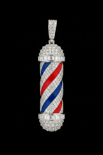 Iced Out Barber Pole Pendant