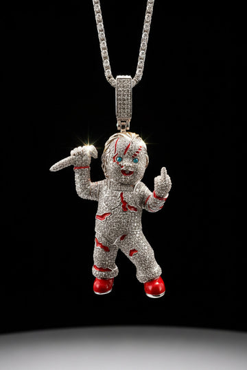 Iced Out 3D Chucky Doll Pendant