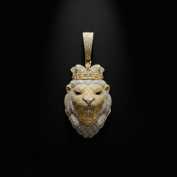 Iced Out Crowned Lion Head Pendant