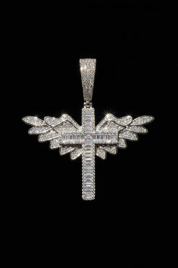 Iced Out Winged Cross Pendant