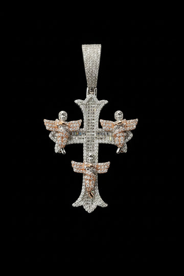 Iced Out Angel Cross Pendant