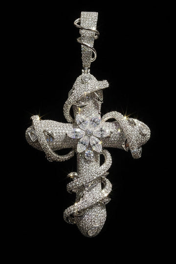 Iced Out Snake Cross Pendant