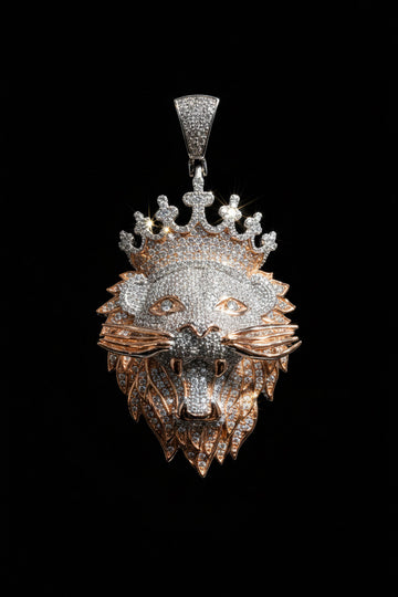 Iced Out Crowned Lion Head Pendant