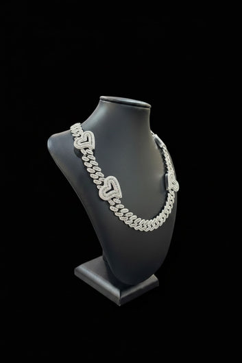 Cuban heart moissanite necklace