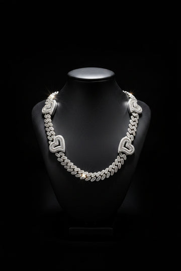Cuban heart moissanite necklace