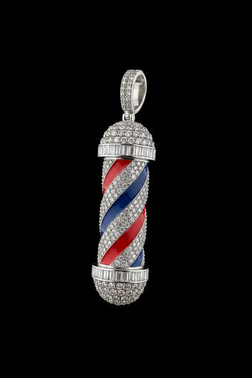 Iced Out Barber Pole Pendant