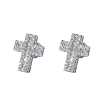 Baguette Cross VVS Moissanite Daimond Earrings