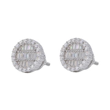 Round Baguette Infill VVS Moissanite Daimond Earrings