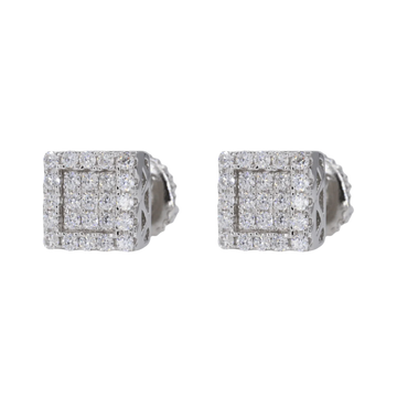 Square In-Step Iced VVS Moissanite Daimond Earrings