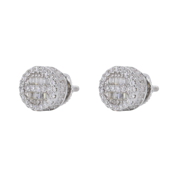 Circle Baguette Infill Fully Iced VVS Moissanite Daimond Earrings