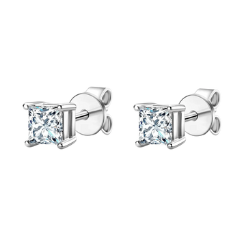 Princess Cut VVS Moissanite Diamond Stud Earrings
