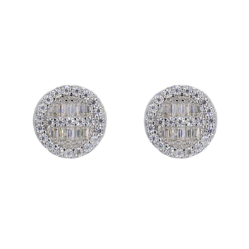 Circle Baguette Infill Fully Iced VVS Moissanite Daimond Earrings