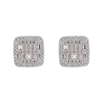 Square Baguette Infill VVS Moissanite Daimond Earrings