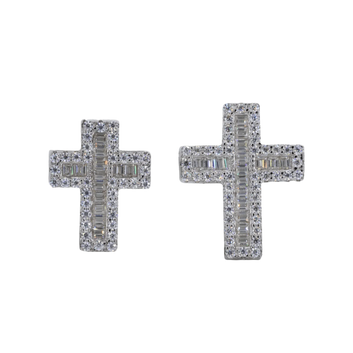 Baguette Cross VVS Moissanite Daimond Earrings